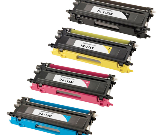 Brother TN155/TN115 Premium BCMY Generic Toner Cartridges
